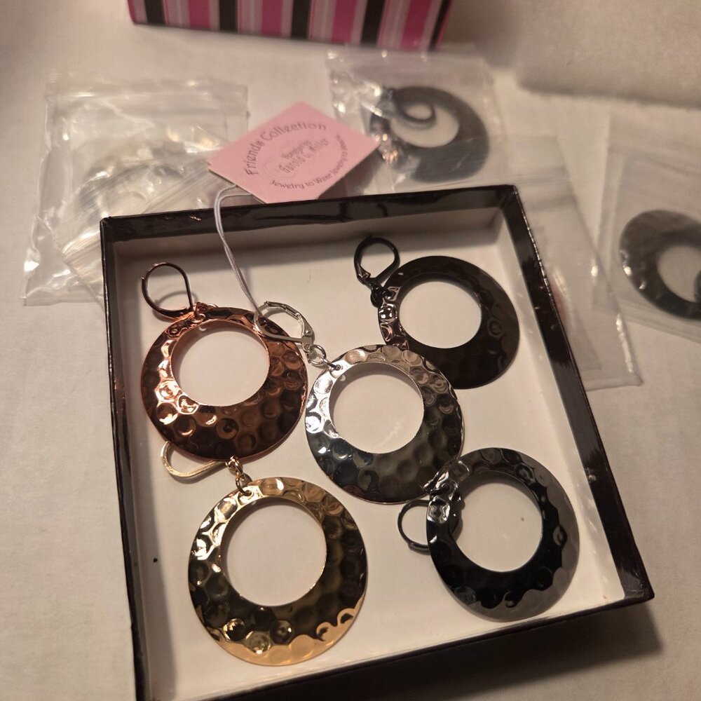 Garold C Miller  Vintage Hammered Metal Pierced Earrings (Set of 5)